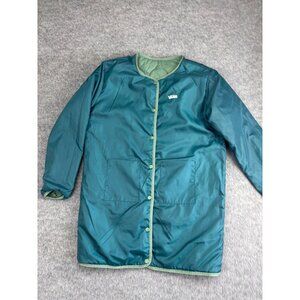 Vans Forces Liner Jacket Women's OS Teal Blue Reversible Snap Up Pockets Quilted
